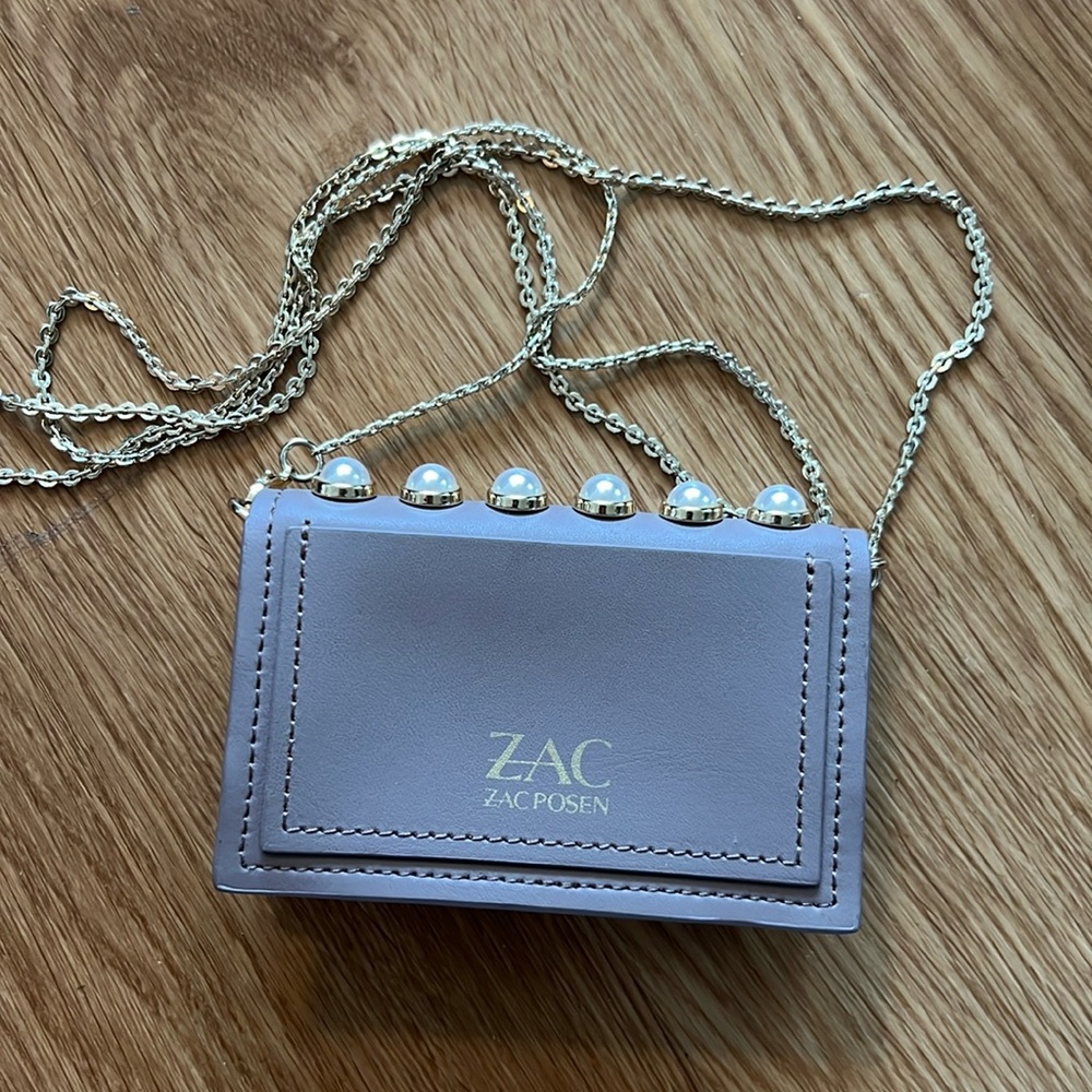 ZAC Zac Posen Earthette Card Case with Chain - Pearl Lady, Stone: NWOT